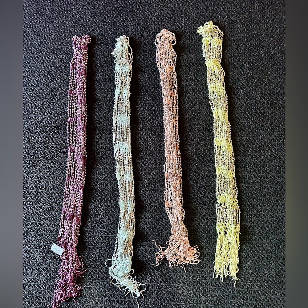 Elegant Multicolor Beaded and Silky Scarf